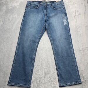 NEW Eddie Bauer Mens Straight Fit Jeans 38x30 Blue Wash Denim Comfort Stretch